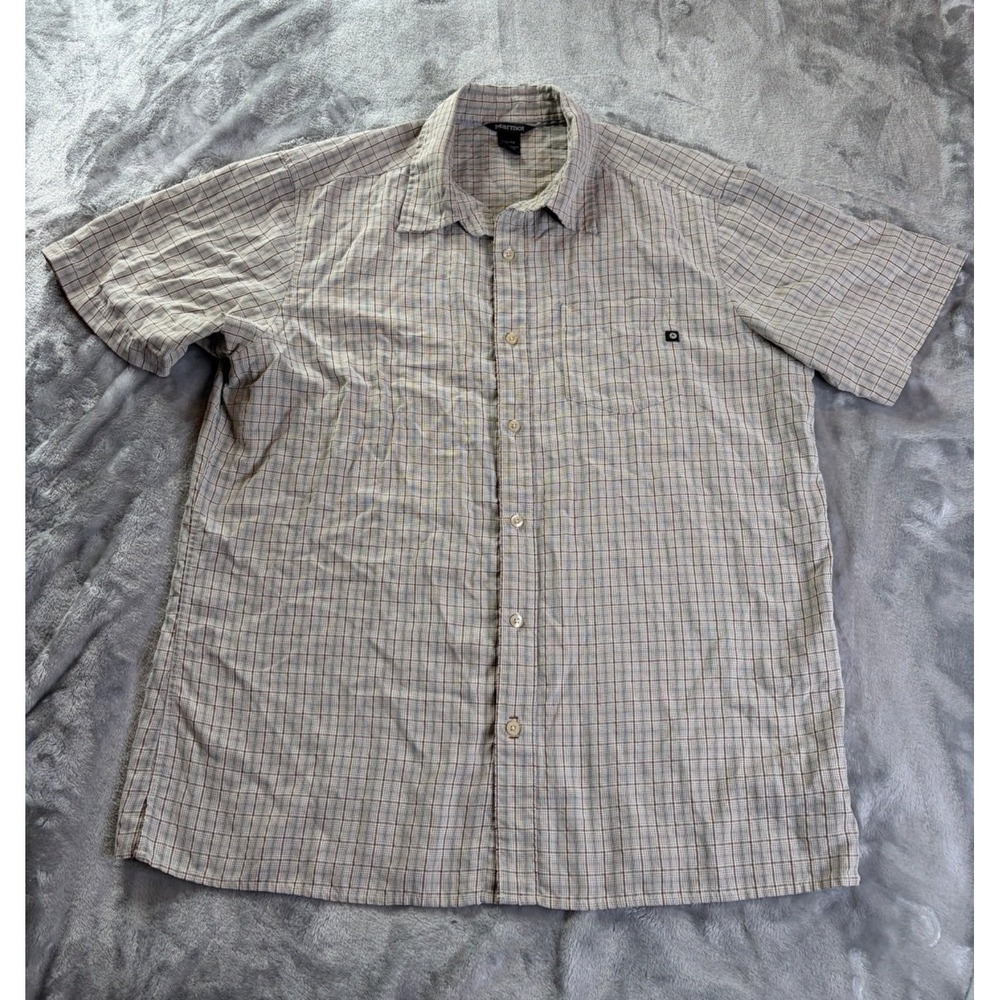 Marmot Button-Up XL Beige Woven Fabric Collared